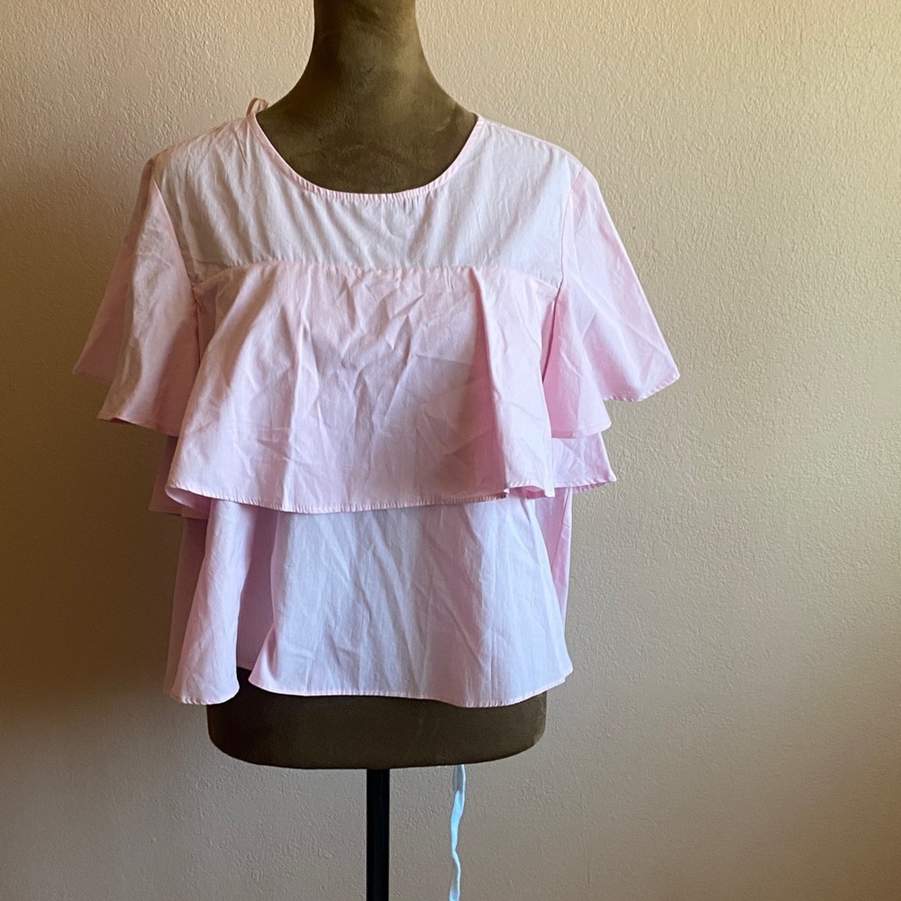 ZARA Pink Ruffle Layered Women's Top